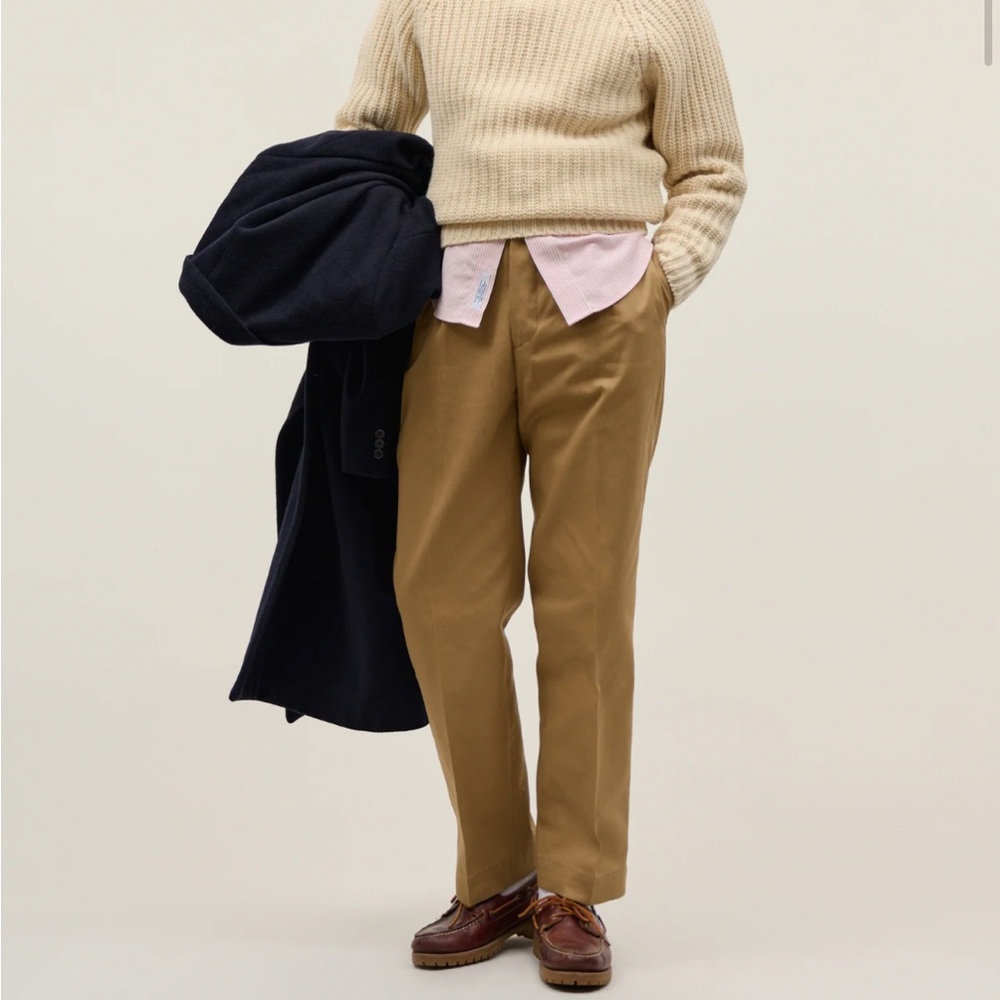 Casatlantic pleated khaki cotton military style pants
